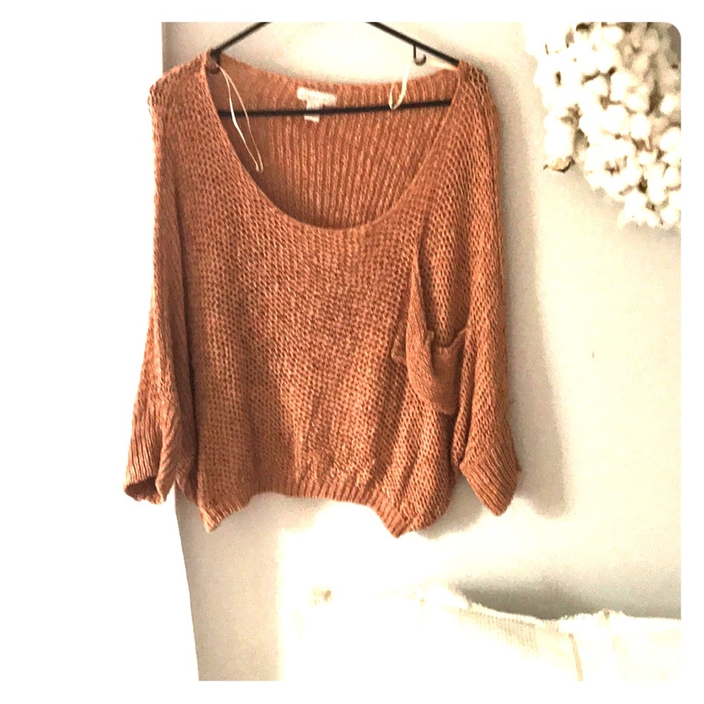 Oversized cropped tan sweater